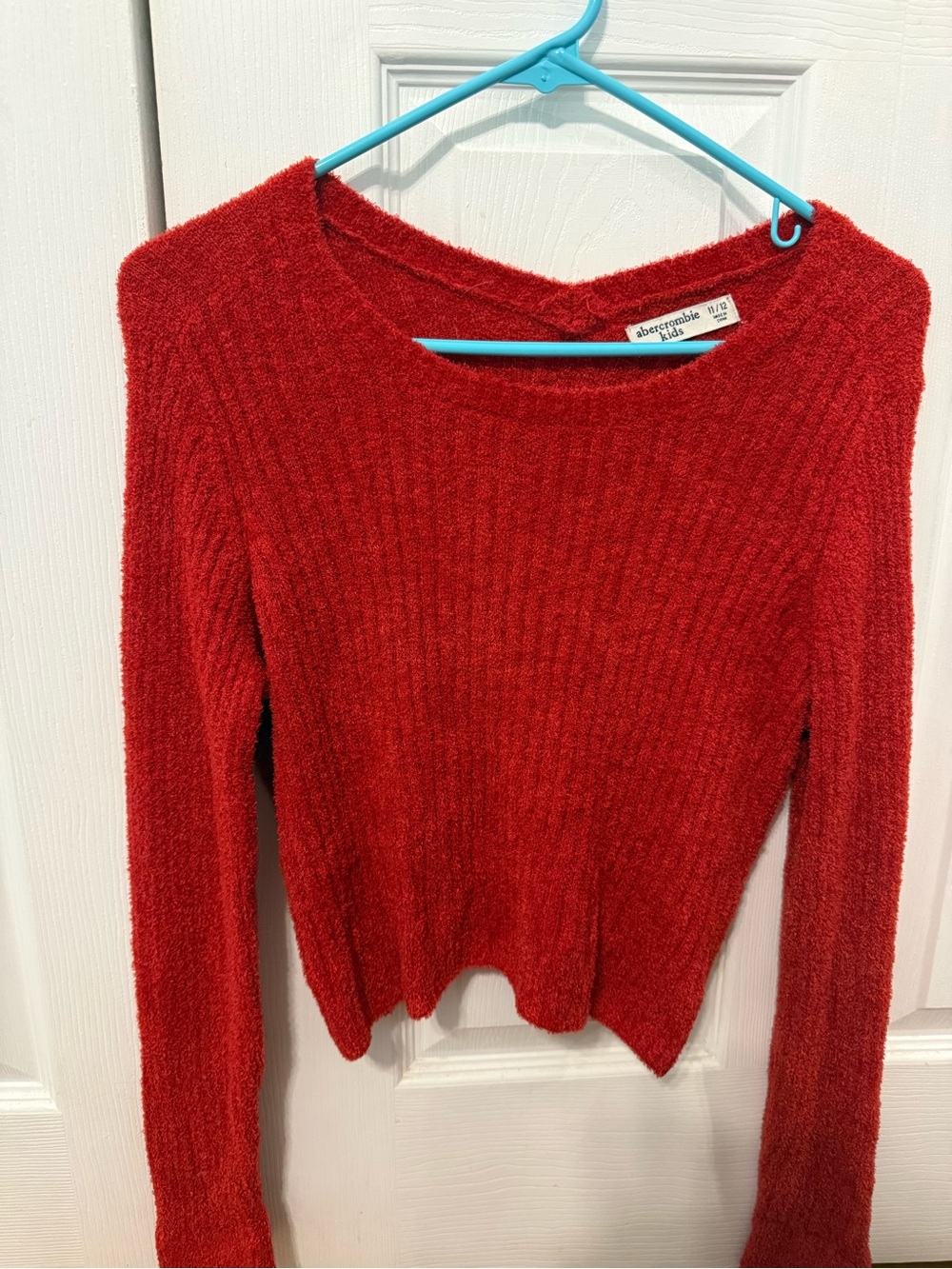 abercrombie kids Red Ribbed Crewneck Sweater